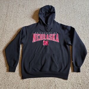 Nebraska Cornhuskers Hoodie Mens Large Black NCAA Football University Champion
